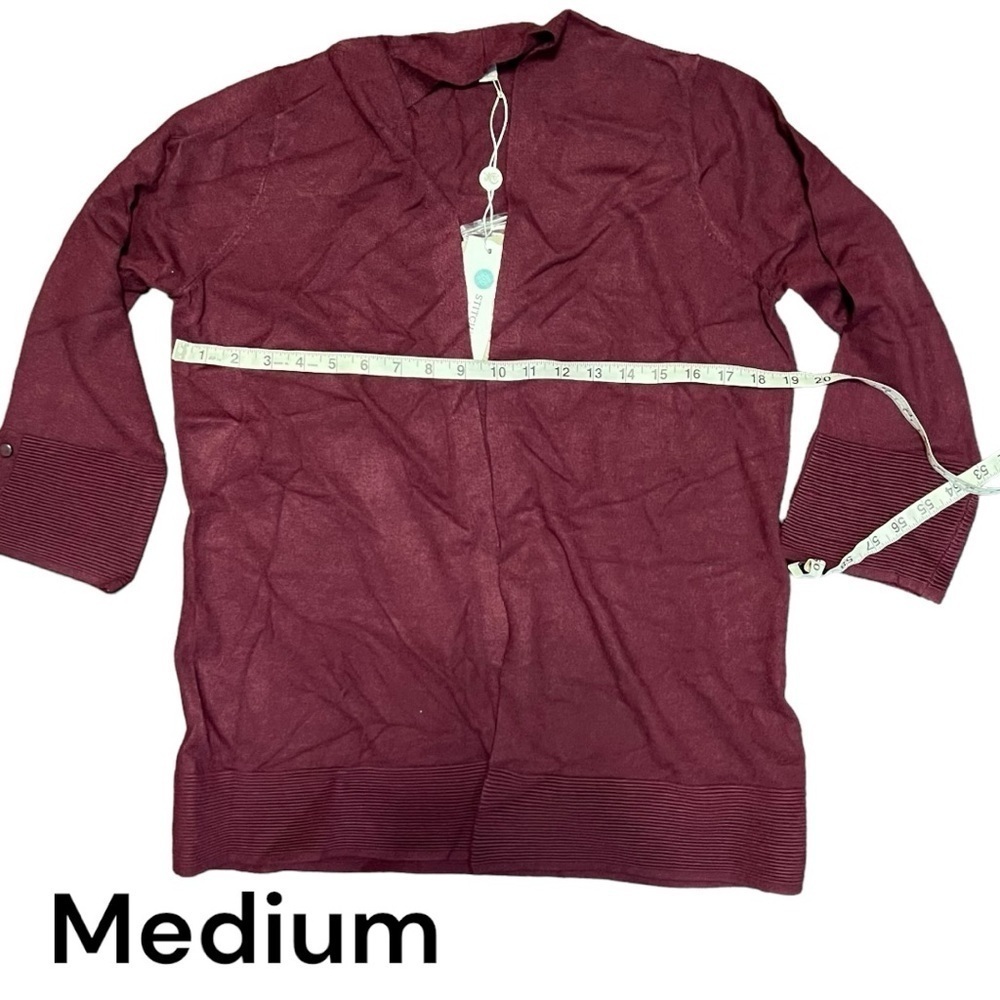 Evolution by Cyrus Women’s maroon cardigan size Small and Medium NWT - Picture 6 of 8